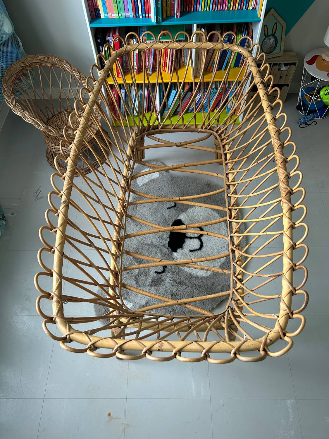 Vintage rattan cradle