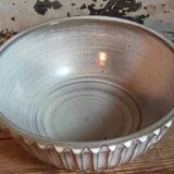 Vintage fluted enameled earthenware potter's salad bowl