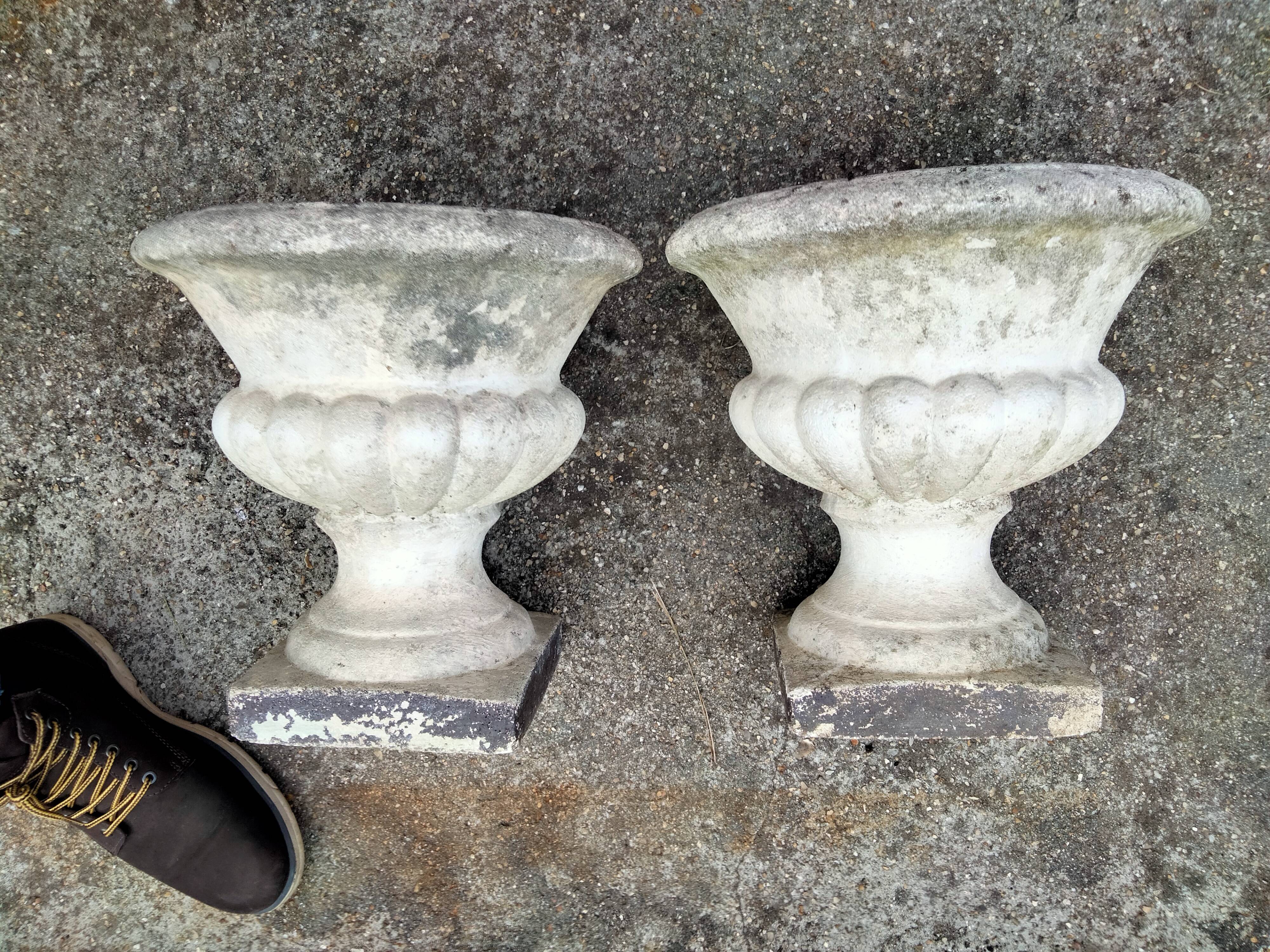 Pair of Medici vintage antique stone planters