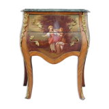 Louis XV curved chest of drawers in Martin varnished marquetry