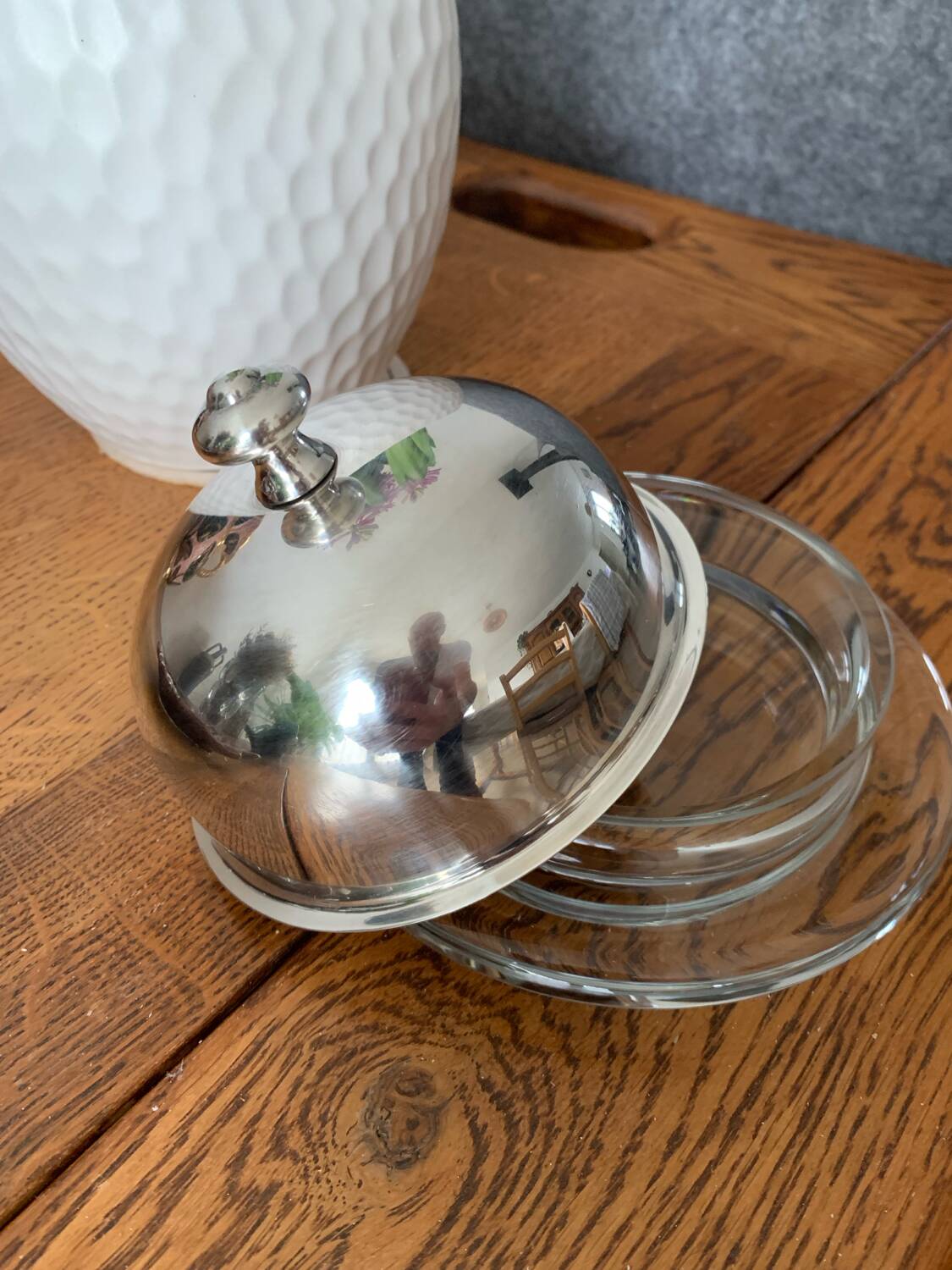 Saint Hilaire - butter dish under silver metal bell or caviar dish.