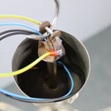 1930s Art Deco nickel and cream glass chandelier