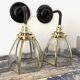Pair of brass and glass wall lights