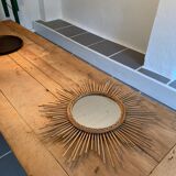 Vintage rattan sun mirror