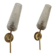 French Retro 1960s Single Wall Light In Gold Metal Clear Pattern Shade 5416