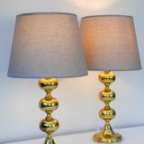 Scandinavian modern space age brass table lamps from Nafa, Sweden, 1970s, set of 2