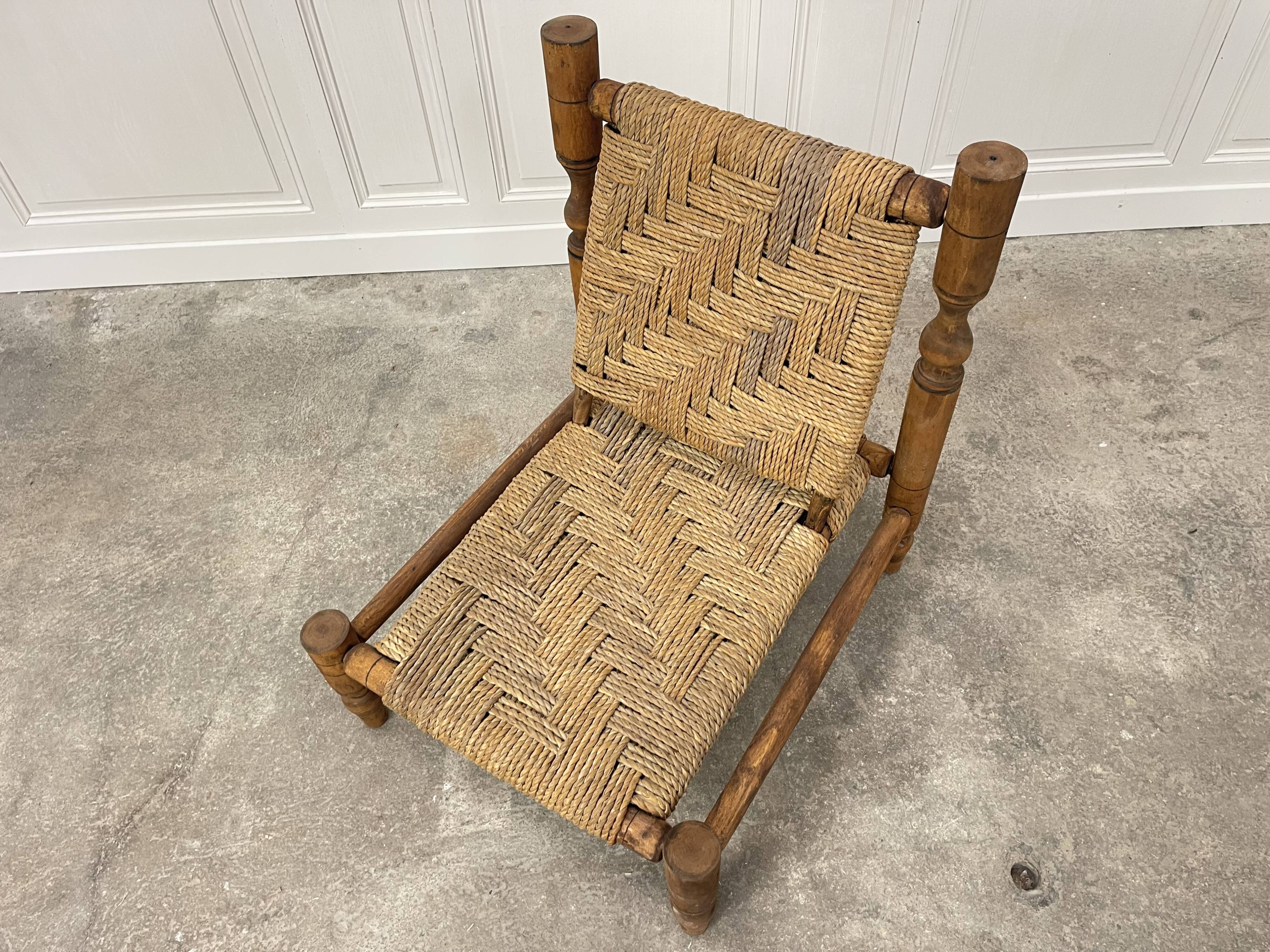 Rope and beech armchair