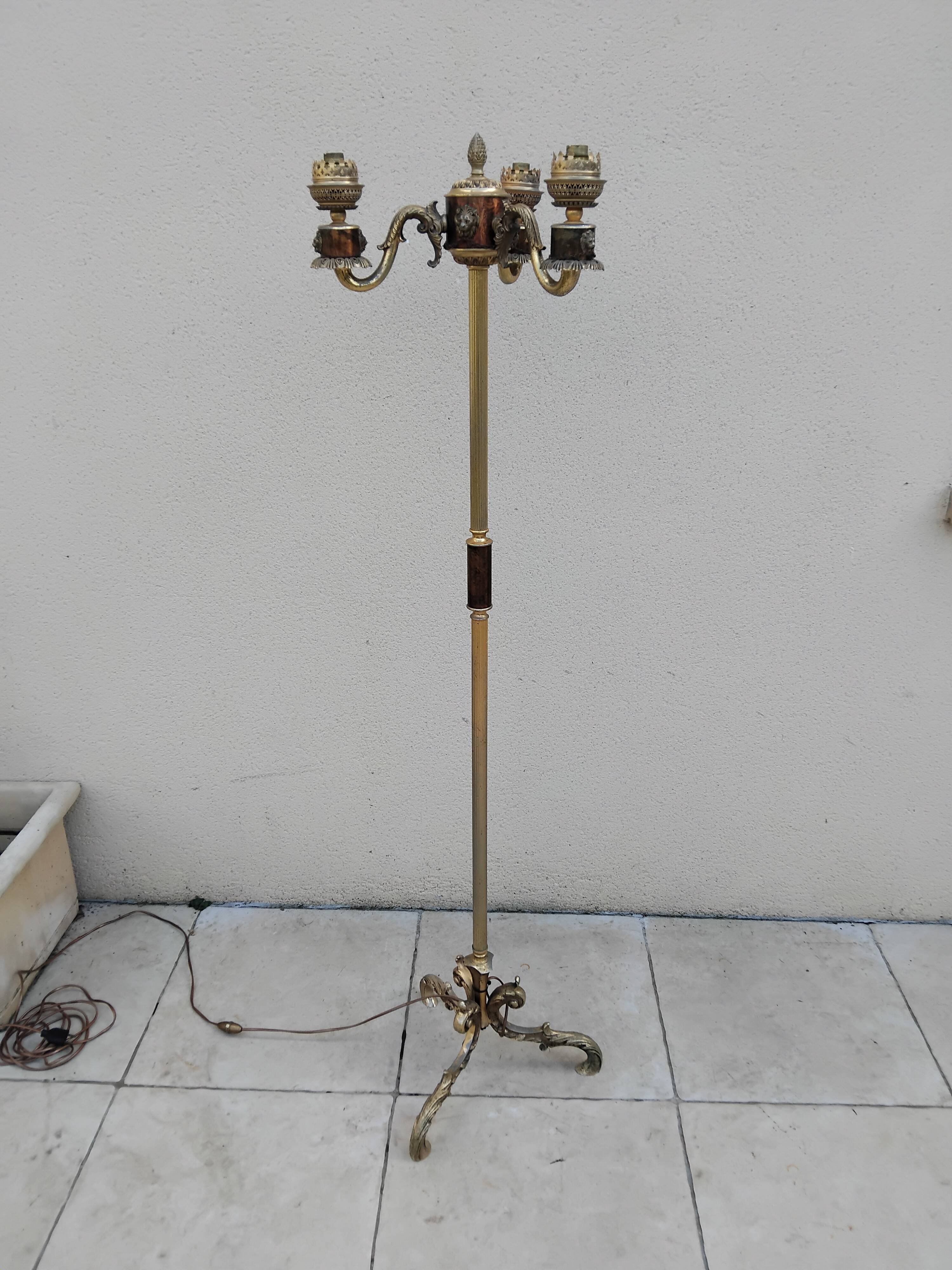 Lampadaire vintage laiton napoleon
