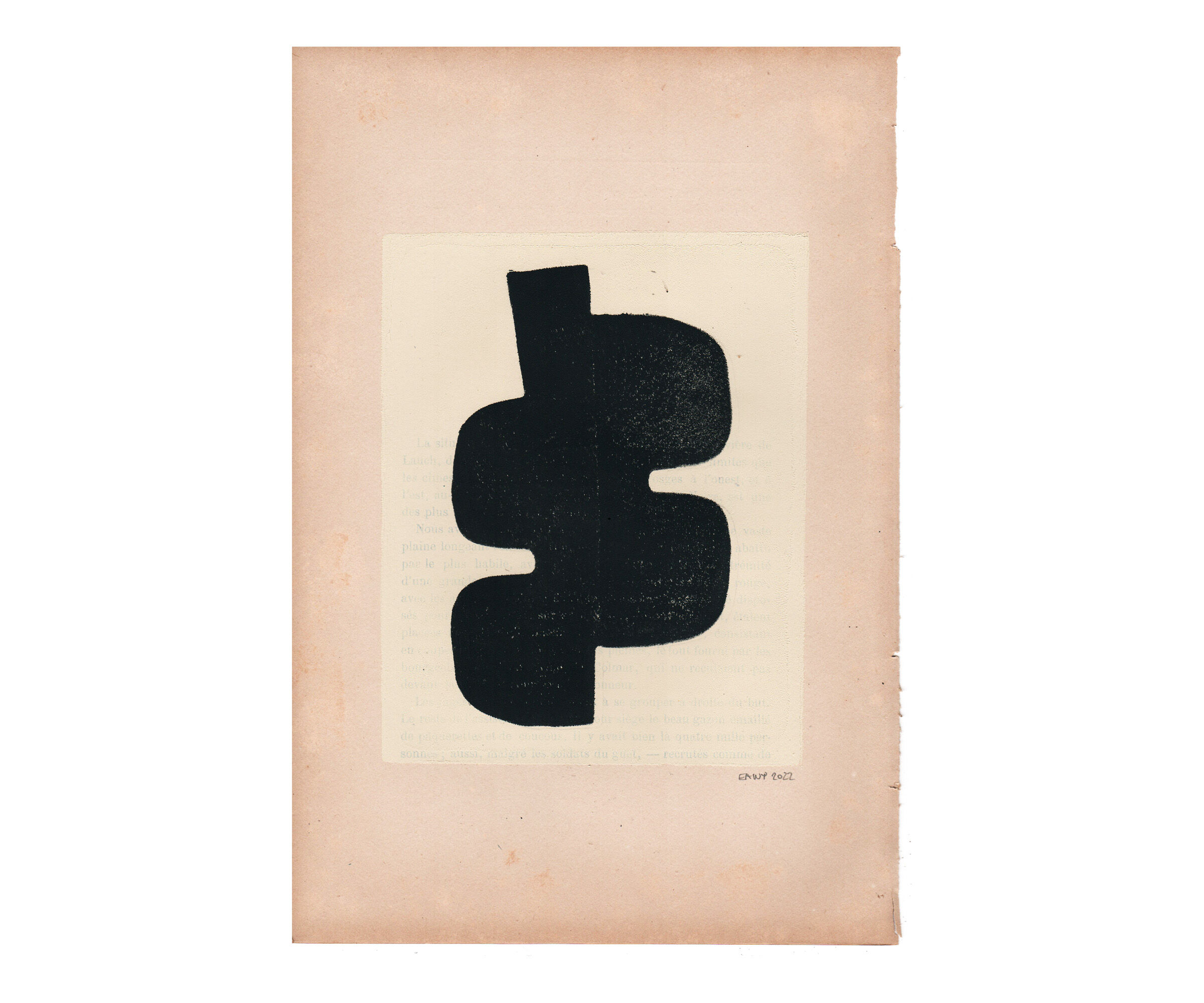 Painting on old paper M706 signed Eawy