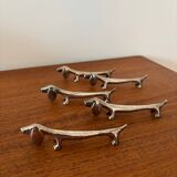 Set of 5 vintage dachshund knife rests – Metal dog knife rests