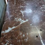 Solid walnut sideboard, Henri II style, Renaissance, with pink and white marble top