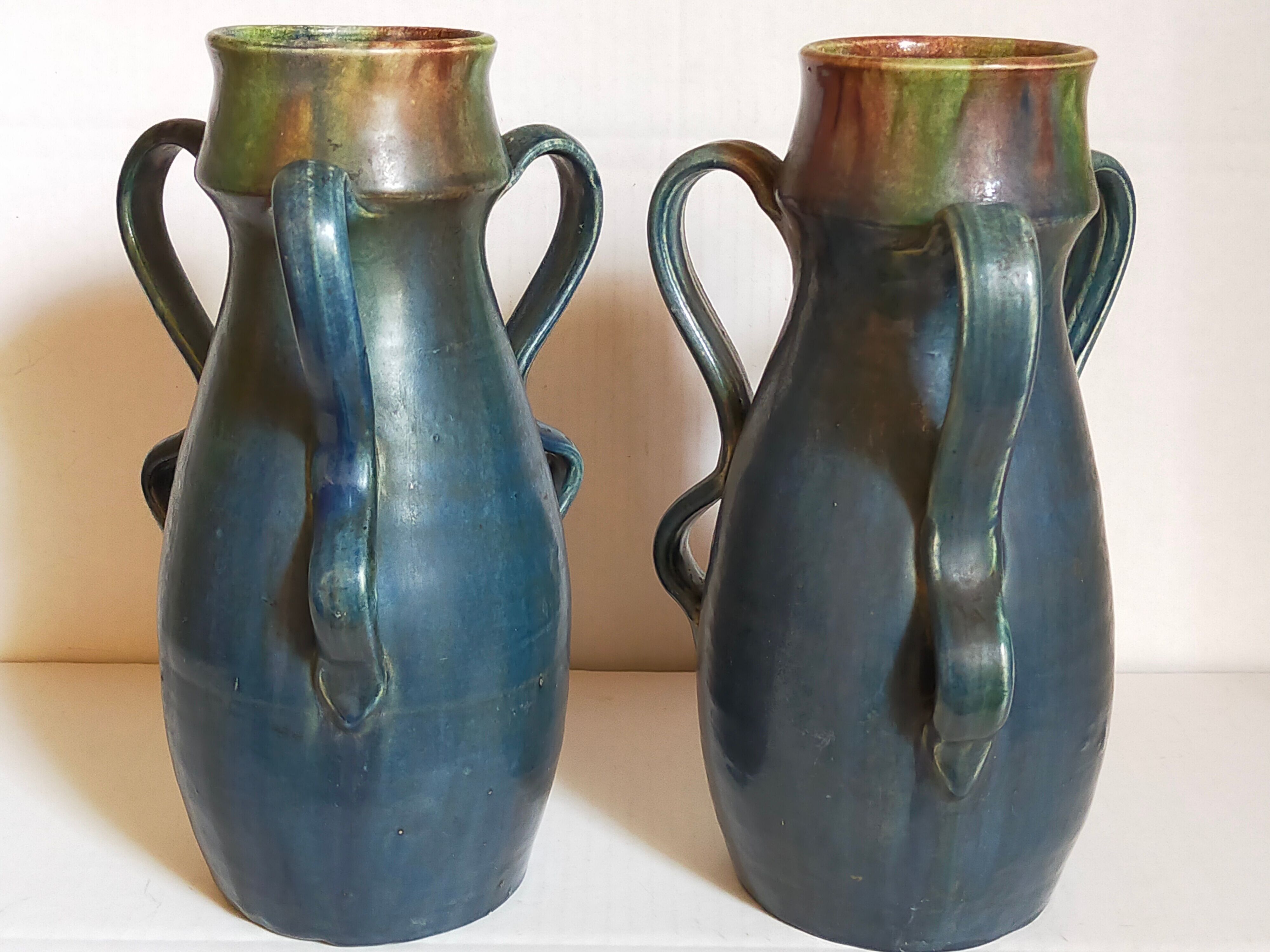 Duo of Flemish pottery of Charles and Auguste Maes early twentieth century