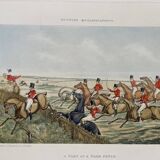 Old English engraving / court hunting