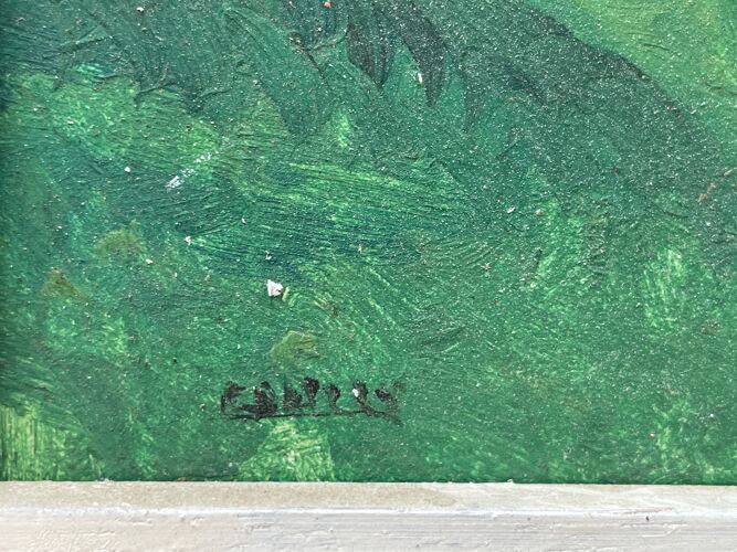 Tableau peinture ancienne paysage de montagne signé Bailly XXe