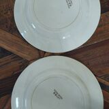 Set of 13 antique Terre de Fer HB & Cie plates – Round bird decoration