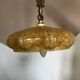 Orange ochre coloured antique glass hanging lamp