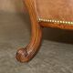 Chesterfield Regency 1810 antique canapé restored in leather with a carved frame.