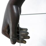 Bronze figural sculpture coffee table with glass top by C. Conndray