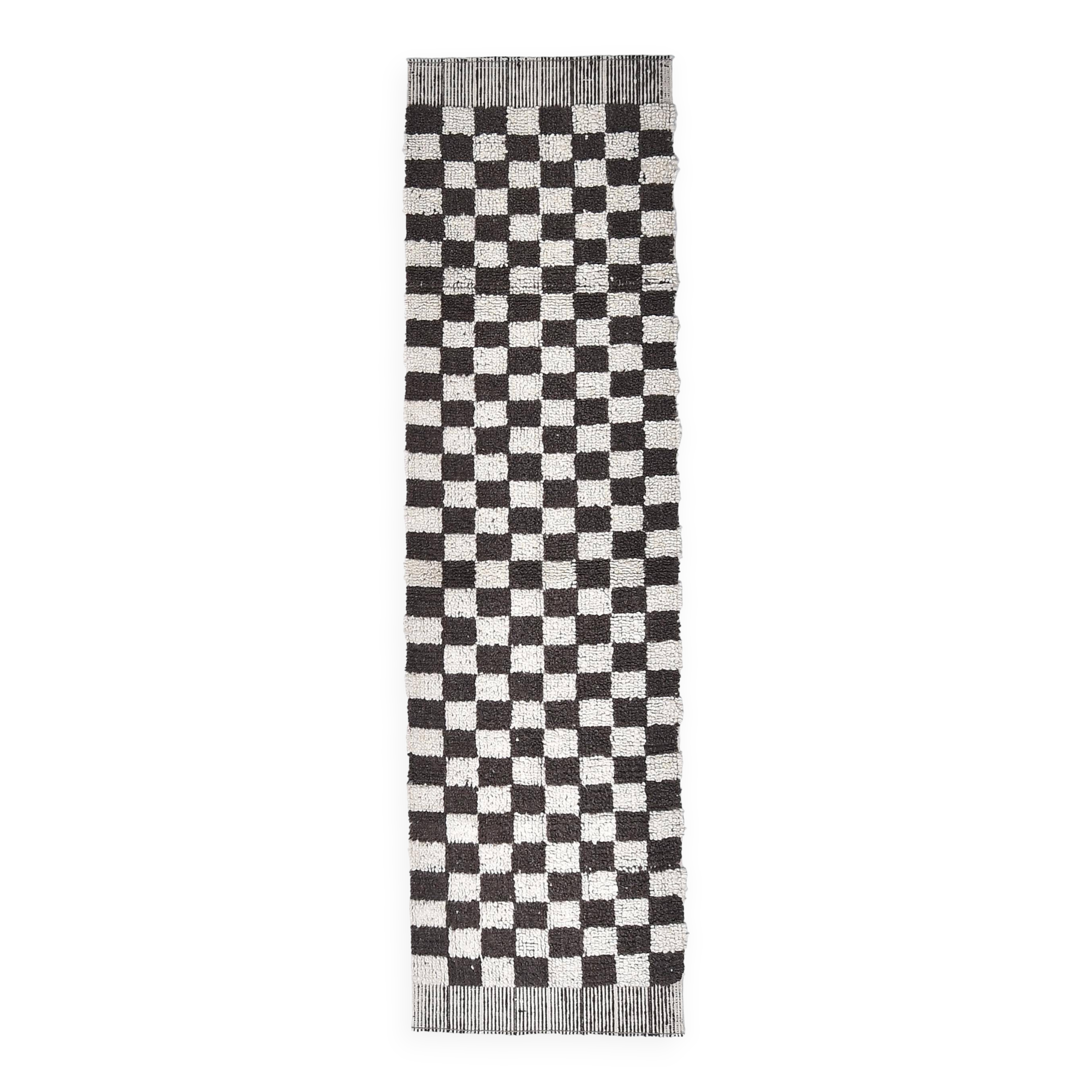 Brown White Vintage Runner Rug 69x249Cm SK 241394