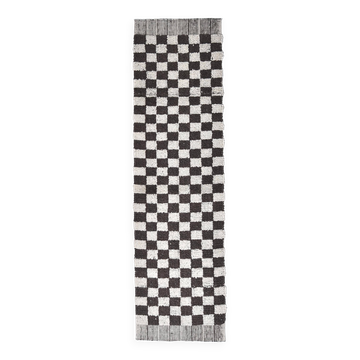 Tapis de couloir vintage marron et blanc 69 x 249 cm