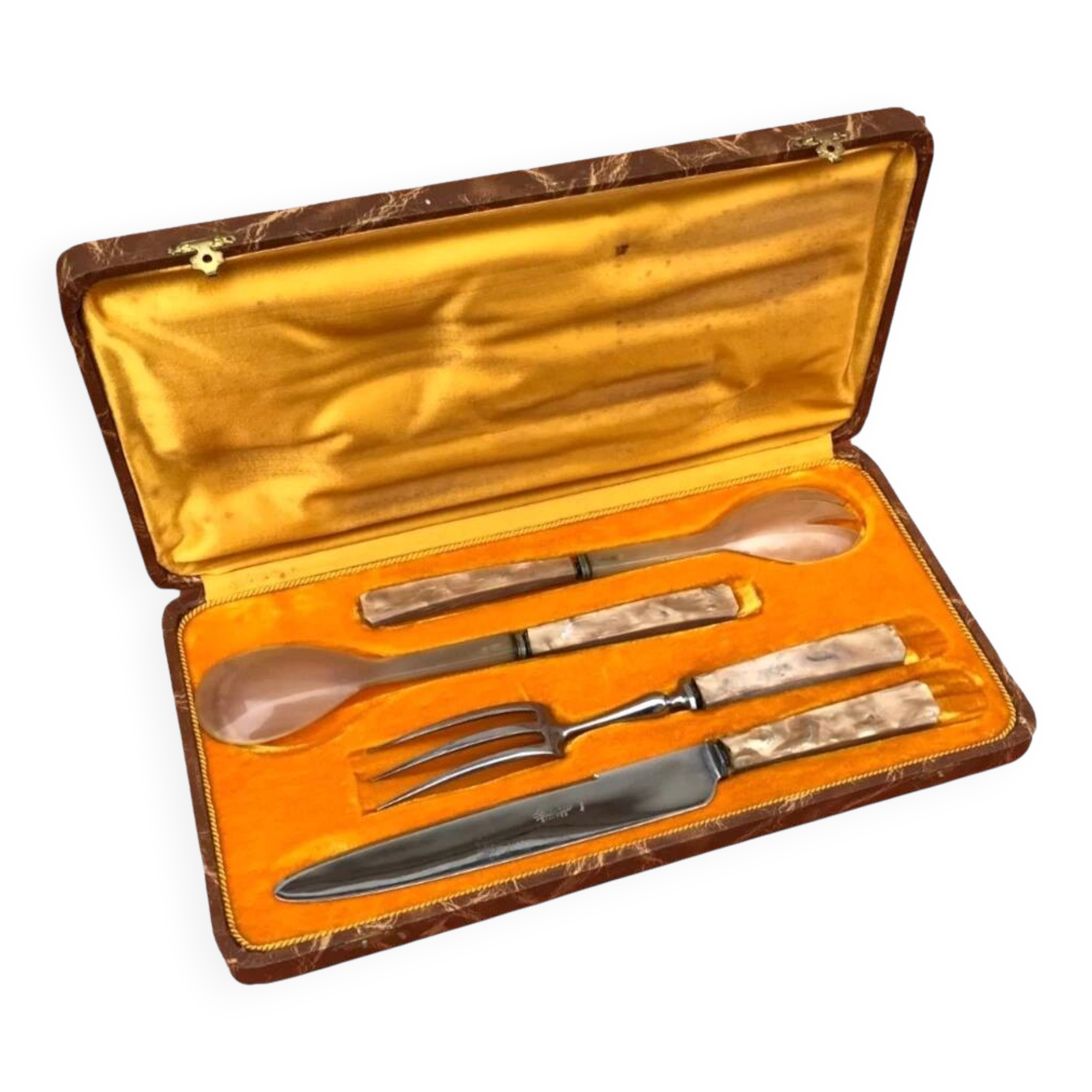 1930s Art Deco Salad Bowl/Lamb Carving Set Sauzedde Cutlery