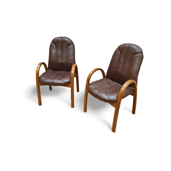 Paire de fauteuils des années 70 style bow wood