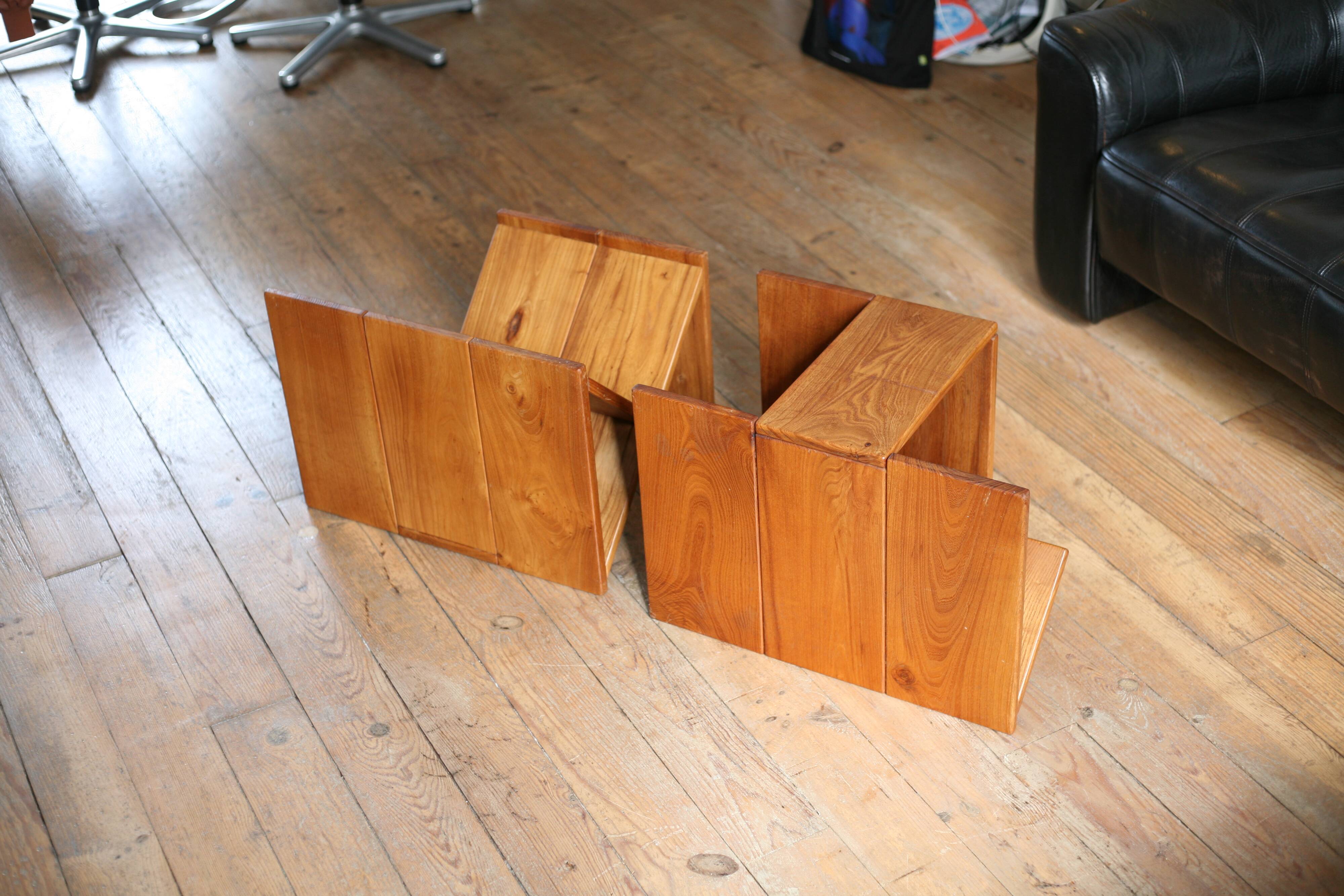 Pair of stools / side tables from Maison Regain, France, 1970s.