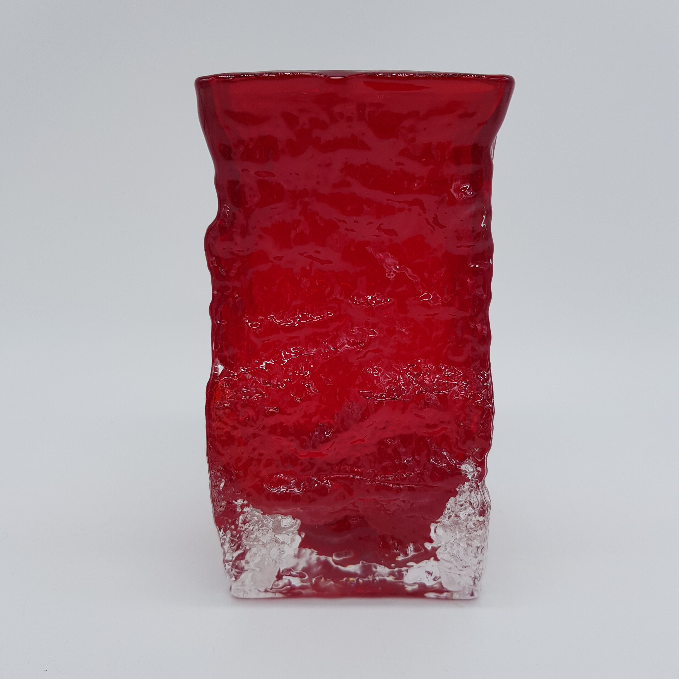 Red textured glass vase