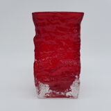 Red textured glass vase