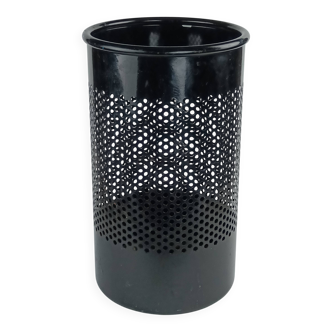 Perforated metal wastebasket