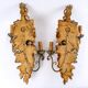 Pair of polychrome wood wall lamps - period : art nouveau - circa 1900