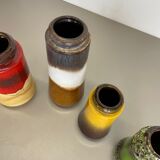 Set of Four 1970s Pottery Fat Lava "multicolor" Vases Made by Scheurich, Germany