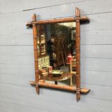 Bamboo faux mirror with dark brown frame 81x63cm