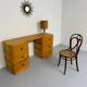 Old beech desk in art deco style with drawer, vintage 60s