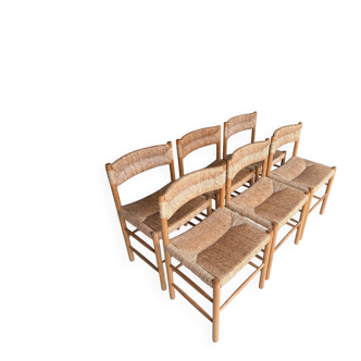 6 "Dordogne" chairs by Charlotte Perriand
