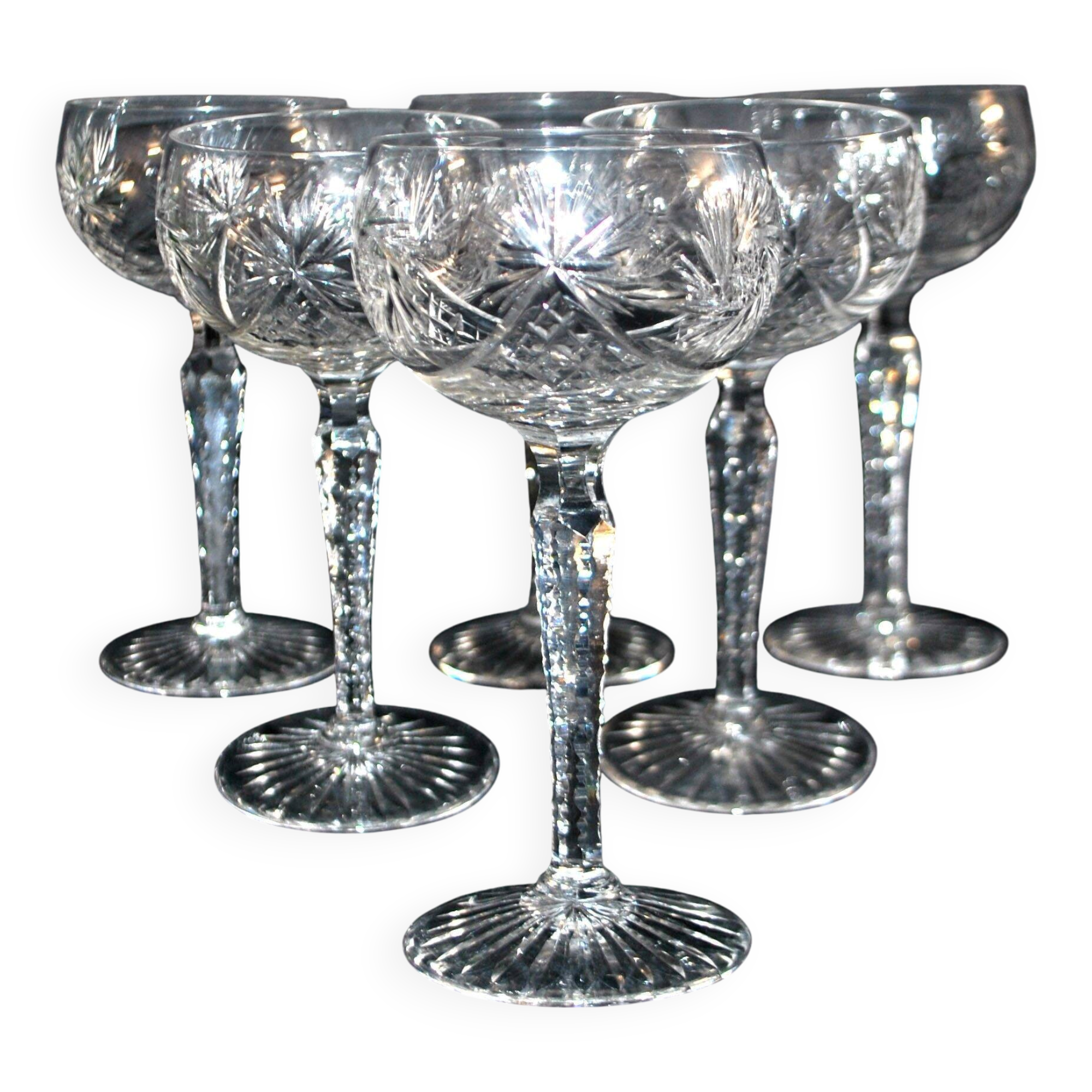 SAINT-LOUIS Balloon Wine Glass ROEMER in cut crystal star 1930 H14.5cm