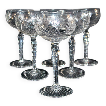 SAINT-LOUIS Balloon Wine Glass ROEMER in cut crystal star 1930 H14.5cm