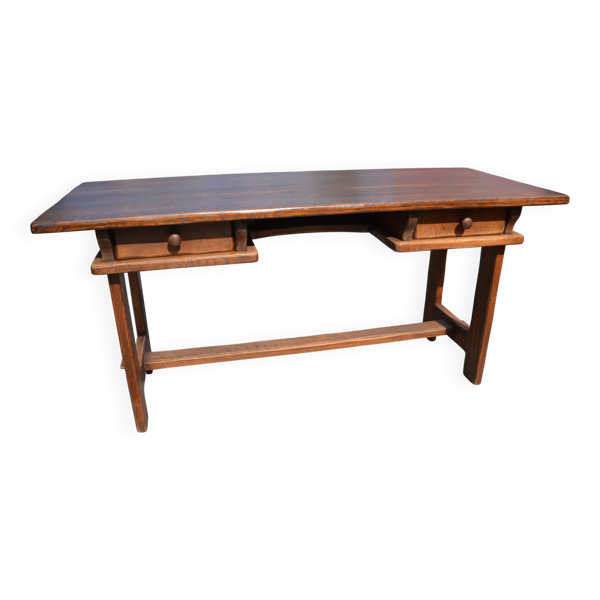 Bureau/table de ferme ''brutaliste'' chêne massif
