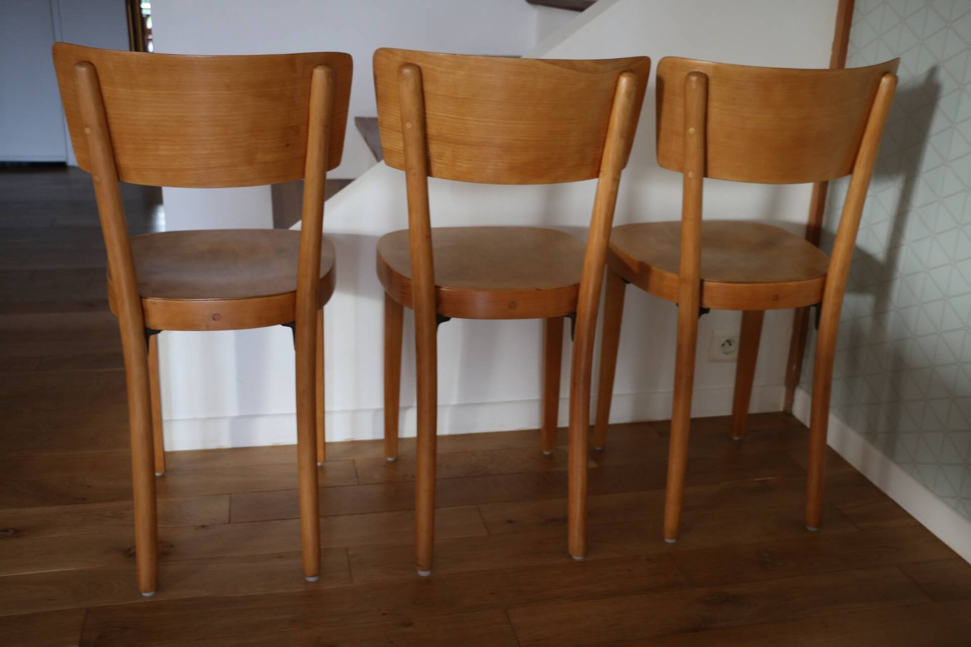 Série de 3 chaises bistrot 1950