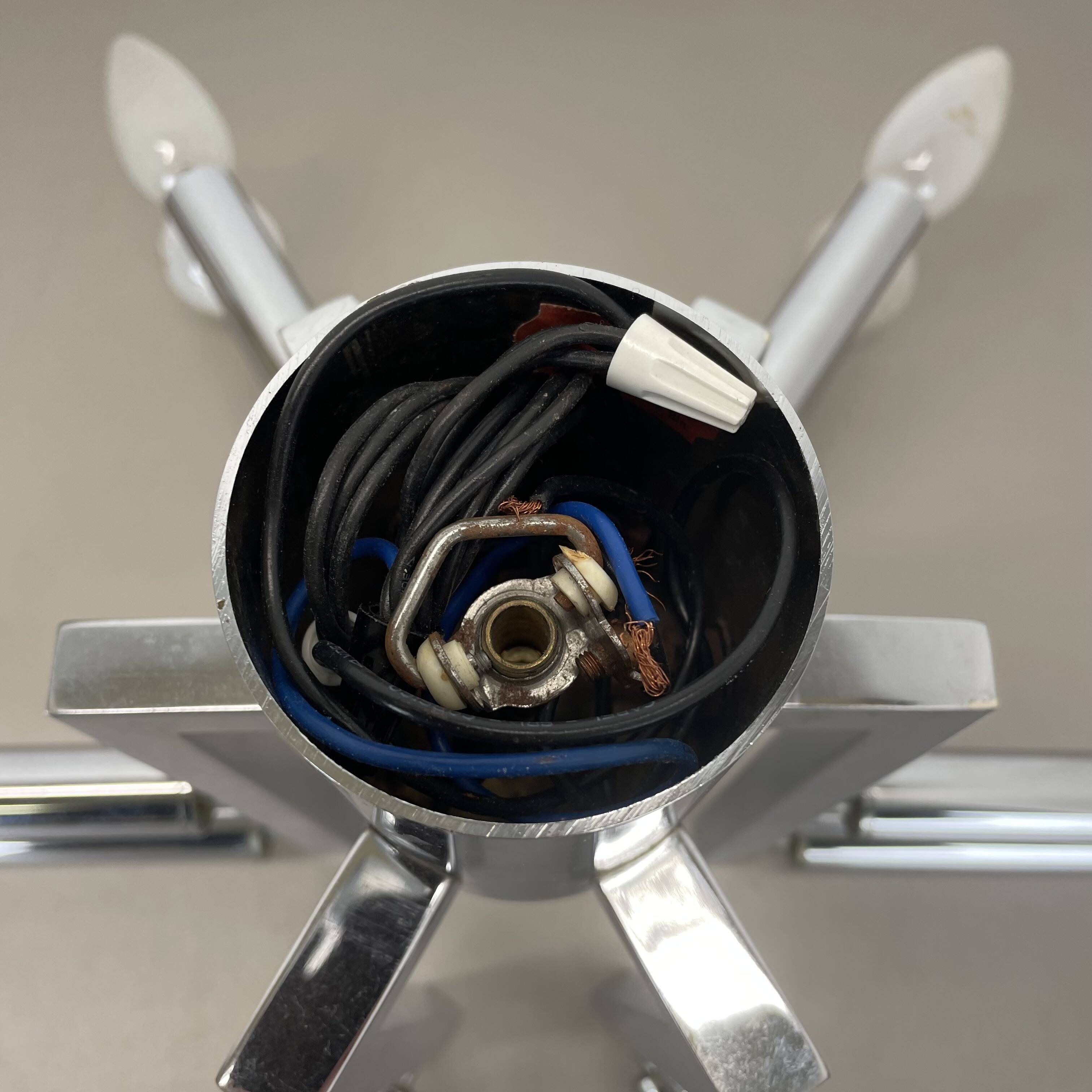 Modernist Huge chromed SPUTNIK Sciolari Style Ceiling Light, Italy, 1970s