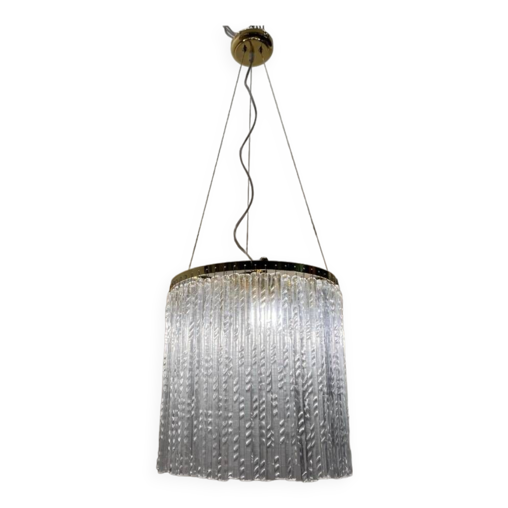 Murano Glass Rod Brass Light Pendant 1980’s