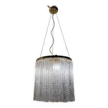 Murano Glass Rod Brass Light Pendant 1980’s