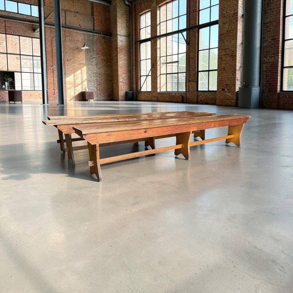 XL vintage wooden bench