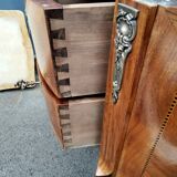 Chest of drawers old marquetry marble top style louis xvi