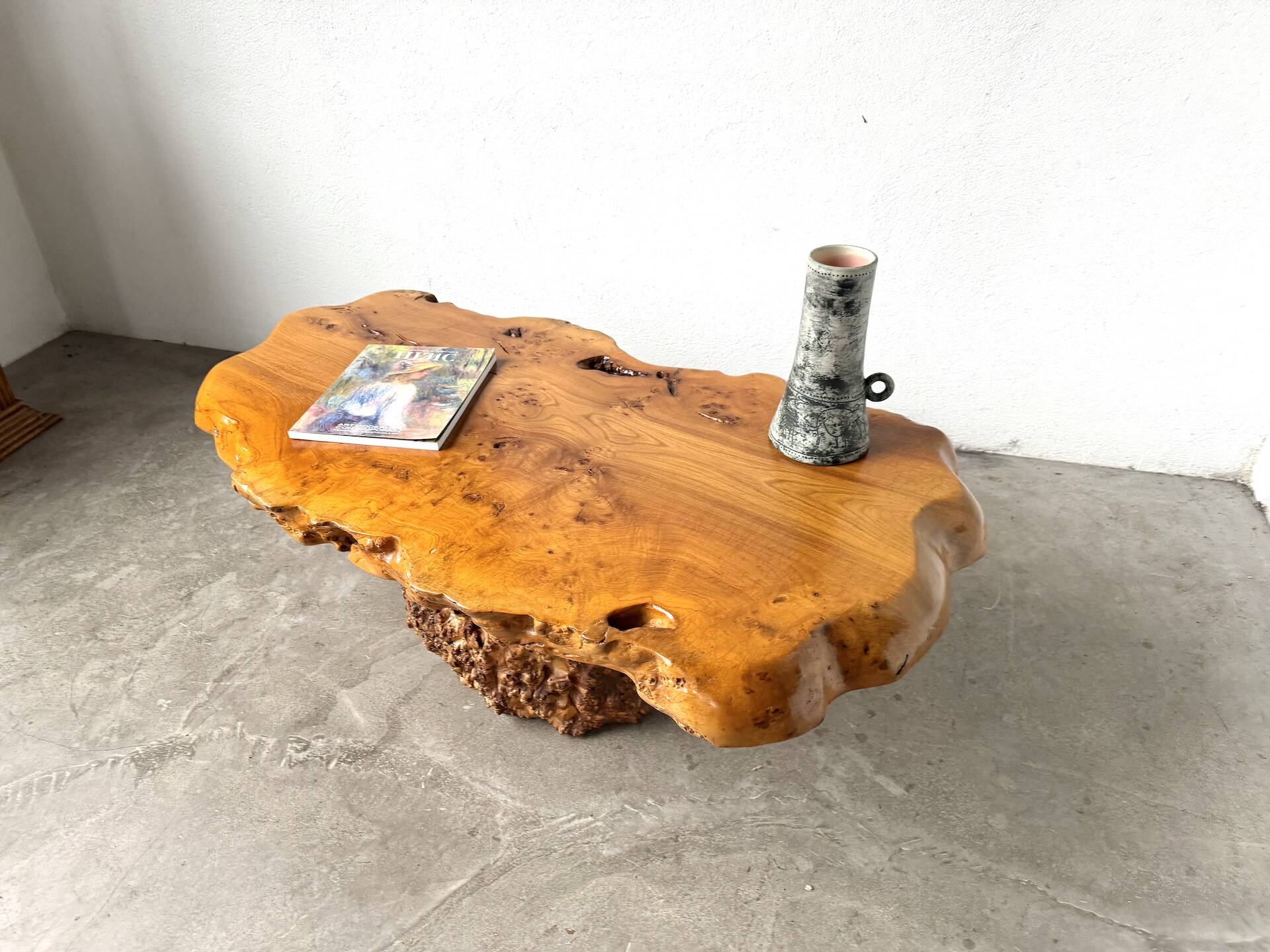 "Free-form" coffee table in solid elm.