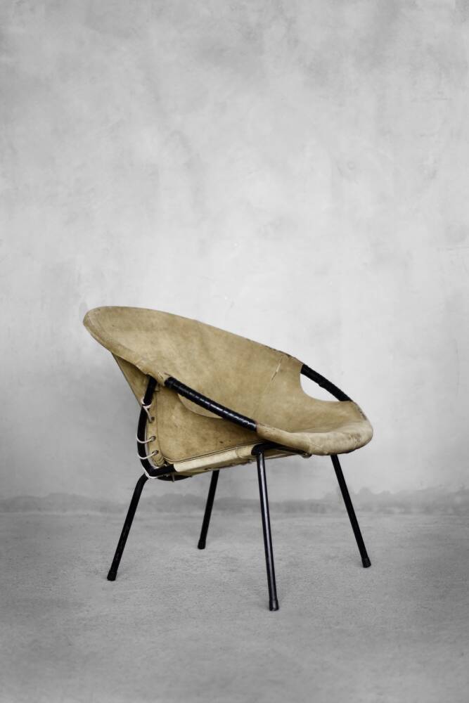 Metal and suede armchair, Germany 1960