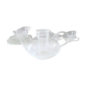 service de thé en verre par Heinrich Löffelhardt pour Schott, Bauhaus Allemagne