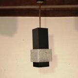 Vintage metal and glass cubic chandelier from Maison Arlus 1960.