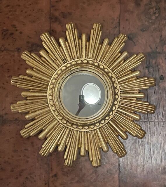 Miroir soleil bombé, golden resin, 1960