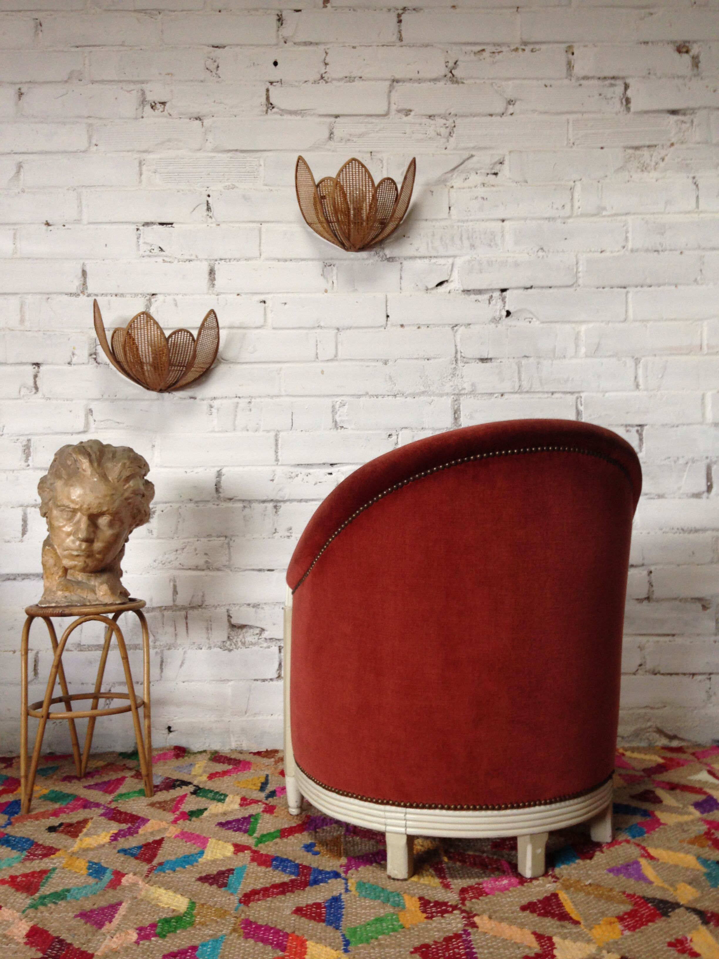 Art deco velvet armchair